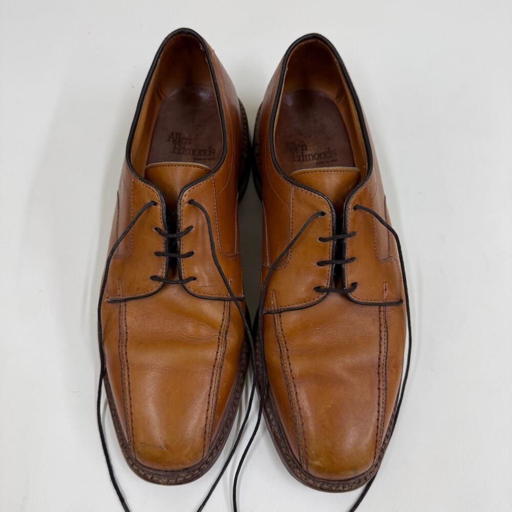 Allen Edmonds Hillcrest Mens 9 D Walnut Brown Leather Bicycle Toe Derby USA